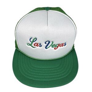 Vintage Las Vegas‎ Trucker Hat Kelly Green Adjustable Retro Mesh Embroidered